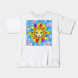 Eternal Sun Stained Glass Design Kids T-Shirt